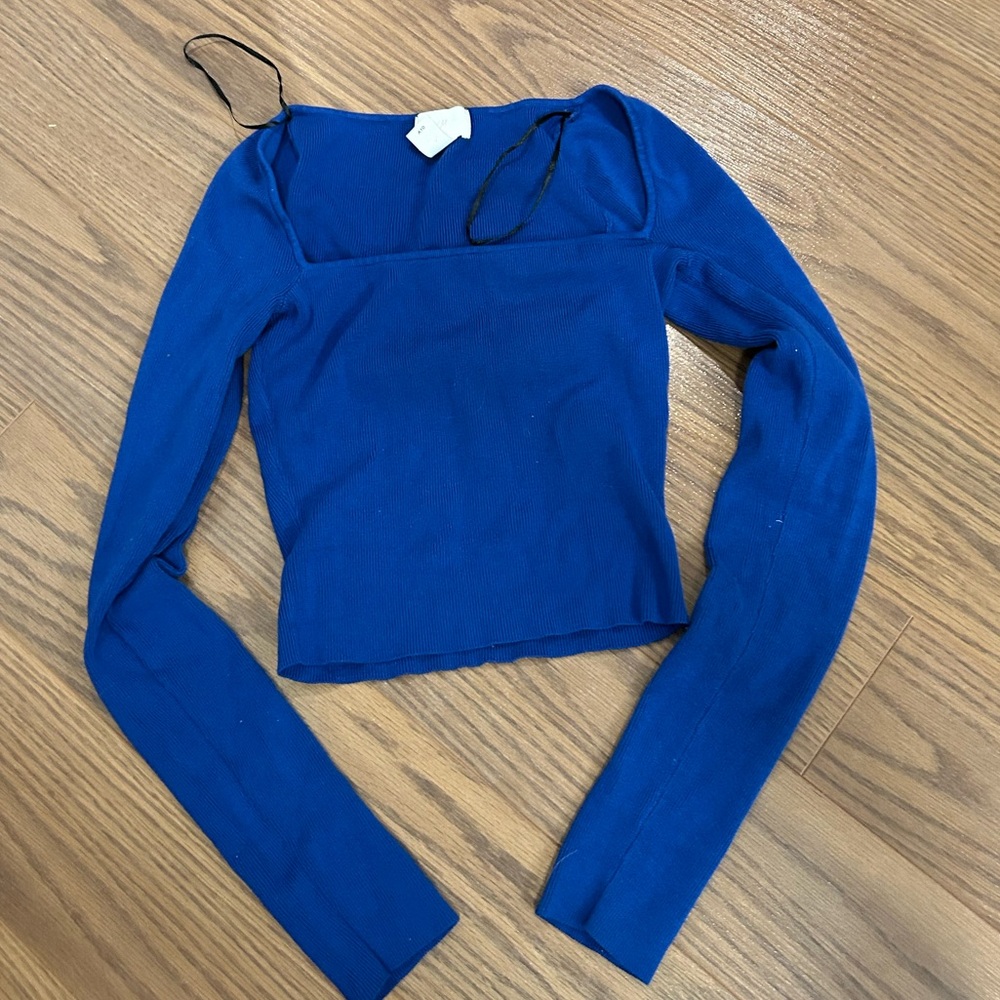 Square neck royal blue top